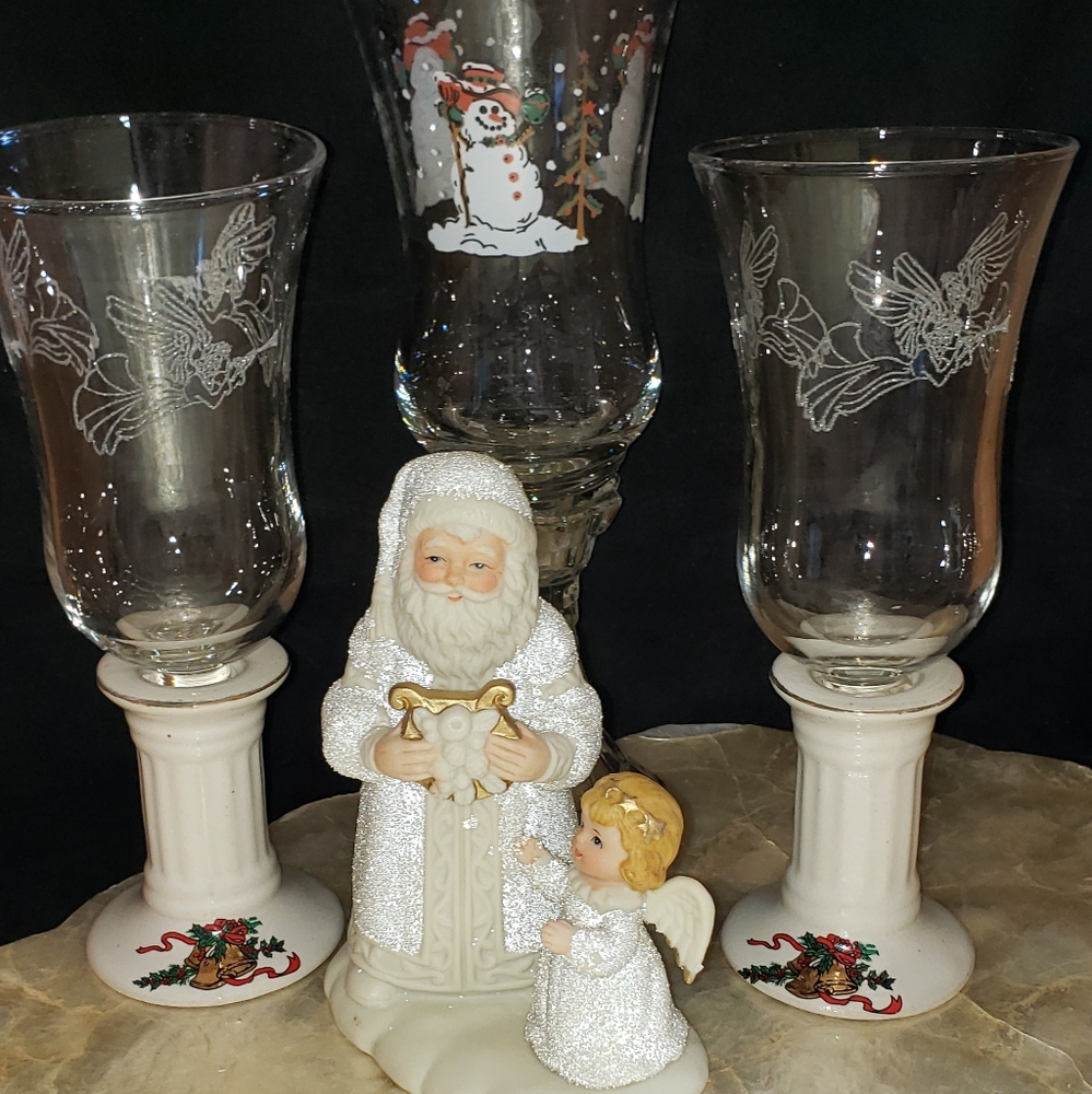 Home Interiors | Candle Holders and Chrystal textured Santa